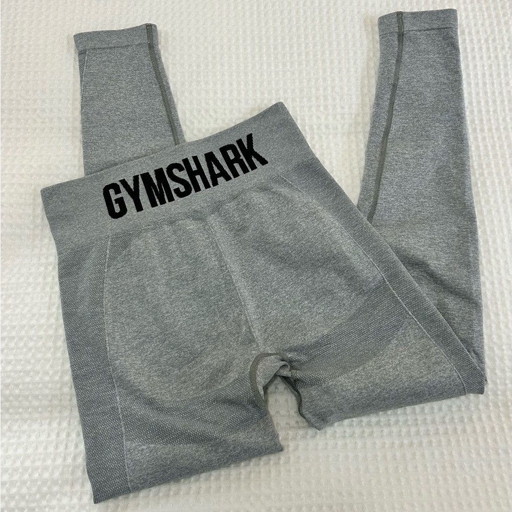 GYMSHARK Flex High Waisted Leggings Size M in Light Grey Marl/Black - Picture 8 of 9